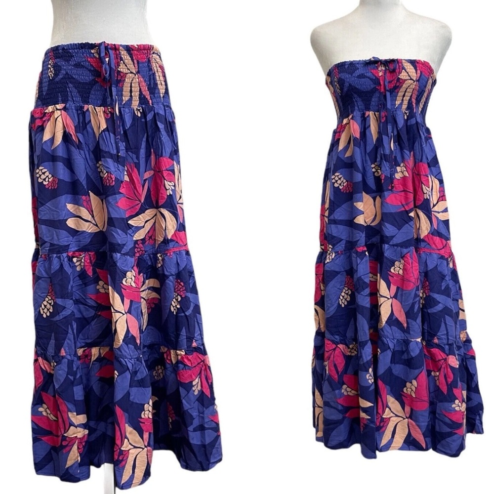 Abel the Label Floral Smocked Vacation Resortwear Boho Chic Dress /skirt - sz m